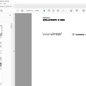 Pottinger Rollprofi G 800 Round Baler Parts Manual PDF