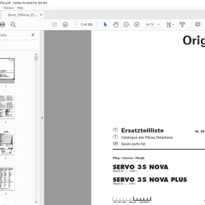 Pottinger SERVO 35 NOVA SERVO 35 NOVA PLUS Plough Parts Manual PDF