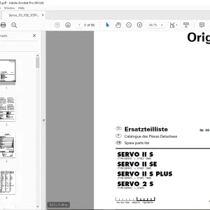 Pottinger SERVO II S SERVO II SE SERVO II S PLUS SERVO 2 S Plough Parts Manual PDF