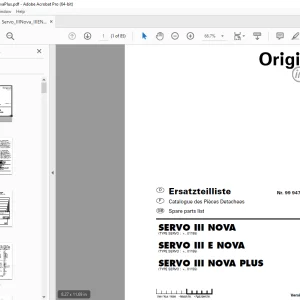 Pottinger SERVO III NOVA SERVO III E NOVA SERVO III NOVA PLUS Plough Parts Manual PDF