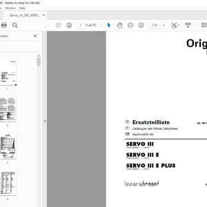 Pottinger SERVO III SERVO III E SERVO III E PLUS Plough Parts Manual PDF