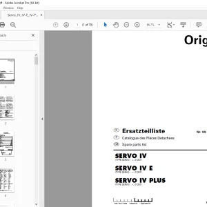 Pottinger SERVO IV SERVO IV E SERVO IV PLUS Plough Parts Manual PDF