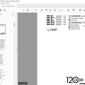 Pottinger TOP 28 TOP 28 U TOP 33 TOP 33 E TOP 33 N TOP 33 U Rake Parts Manual PDF