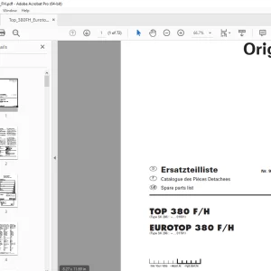 Pottinger TOP 380 F/H EUROTOP 380 F/H Rake Parts Manual PDF