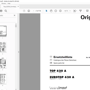 Pottinger TOP 620 A EUROTOP 620 A Rake Parts Manual PDF