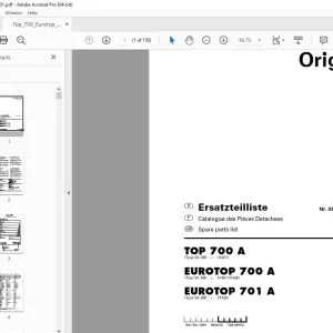 Pottinger TOP 700 A EUROTOP 700 A EUROTOP 701 A Rake Parts Manual PDF