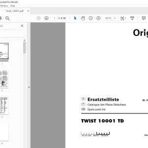 Pottinger TWIST 10001 TD Muck Spreader Parts Manual PDF