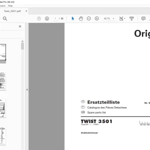 Pottinger TWIST 3501 Muck Spreader Parts Manual PDF