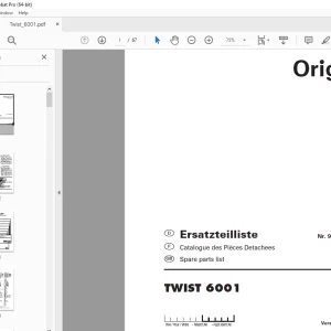 Pottinger TWIST 6001 Muck Spreader Parts Manual PDF