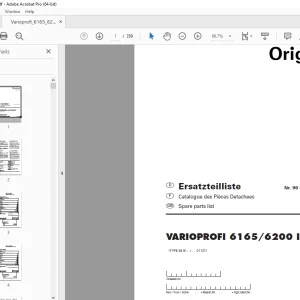 Pottinger VARIOPROFI 6165 / 6200 II Round Baler Parts Manual PDF