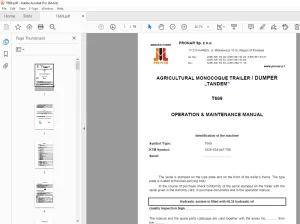 Pronar T669 MONOCOQUE TRAILER DUMPER „TANDEM” Operation & Maintenance Manual PDF