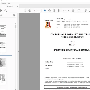 Pronar T672 T672-1 DOUBLE-AXLE TRAILER & THREE-SIDE DUMPER Operation & Manual PDF