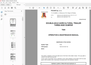 Pronar T680 DOUBLE-AXLE TRAILER THREE-SIDE DUMPER Operation Manual PDF