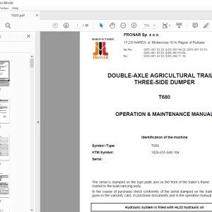 Pronar T680 DOUBLE-AXLE TRAILER THREE-SIDE DUMPER Operation Manual PDF