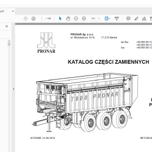 Pronar T900 PRZYCZEPA ROLNICZA KATALOG CZĘŚCI ZAMIENNYCH PDF