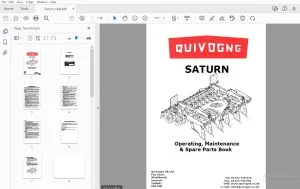 Quivogne Saturn Operating, Maintenance & Parts Manual - PDF