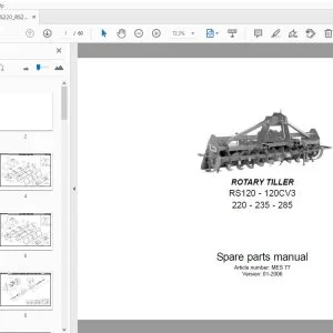 RAU ROTARY TILLER RS120, 120CV3, 220, 235, 285 PARTS MANUAL - PDF DOWNLOAD