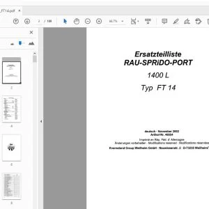 RAU-SPRiDO-PORT 1400 L Typ FT 14 Ersatzteilliste - PDF DOWNLOAD