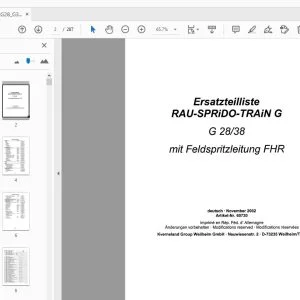 RAU-SPRiDO-TRAiN G G 28/38 mit Feldspritzleitung FHR Ersatzteilliste - PDF DOWNLOAD