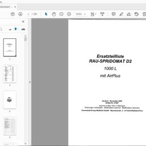 RAU-SPRiDOMAT D2 1000 L mit AirPlus Ersatzteilliste - PDF DOWNLOAD