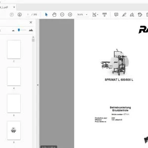 RAU SPRiMAT L 600/800 L Betriebsanleitung Ersatzteilliste 2004 - PDF DOWNLOAD