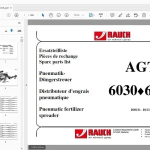 RAUCH AGT 6030 6036 Pneumatic fertilizer spreader Parts Manual - PDF DOWNLOAD