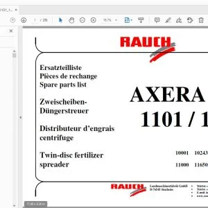 RAUCH AXERA MW 1101/1102 Twin-disc fertilizer spreader Parts Manual - PDF