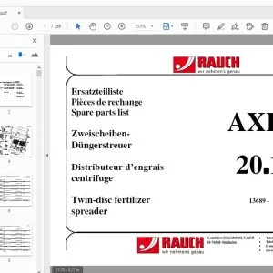 RAUCH AXIS 20.1 Twin-disc fertilizer spreader Parts Manual - PDF DOWNLOAD