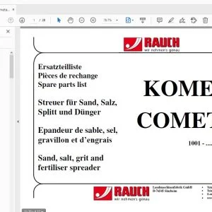 RAUCH KOMET 51 COMETE 51 Sand, salt, grit and fertiliser spreader Parts Manual - PDF