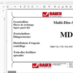 RAUCH MDS 732/735/932/935 Twin-disc fertilizer spreader Parts Manual - PDF