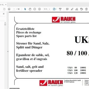 RAUCH UKS 80/100/120 Sand, salt, grit & fertiliser spreader Parts Manual - PDF