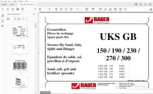 RAUCH UKS GB 150/190/230/270/300 Sand, salt, grit & fertiliser spreader Parts Manual - PDF