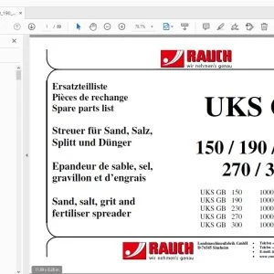 RAUCH UKS GB 150/190/230/270/300 Sand, salt, grit & fertiliser spreader Parts Manual - PDF