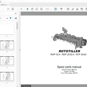 RAU ROTOTILLER RWP 30A, RDP 25/30A, RVP 30/40A PARTS MANUAL - PDF DOWNLOAD