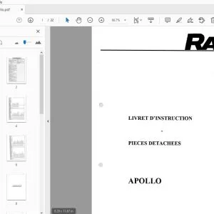 Rau Apollo LIVRET D'INSTRUCTION PIECES DETACHEES - PDF DOWNLOAD