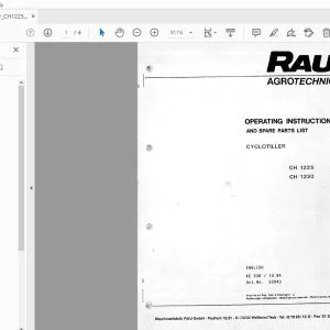 Rau Cyclotiller CH 1225 CH 1230 Operating & Parts Manual - PDF DOWNLOAD