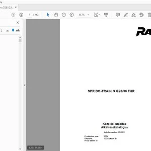 Rau SPRiDO-TRAiN G G2838 FHR Kezelési utasítás Alkatrészkatalógus - PDF DOWNLOAD