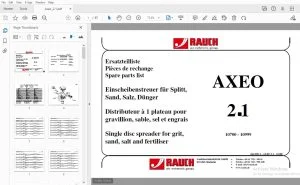 Rauch AXEO 2.1 Single disc spreader for grit, sand, salt and fertiliser Parts Manual - PDF DOWNLOAD