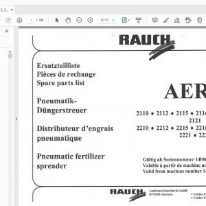 Rauch Aero 2110 2112 2115 2116 2118 2120 2121 2210 2212 2215 2216 2218 2220 2221 2224 Pneumatic fertilizer spreader Parts Manual - PDF