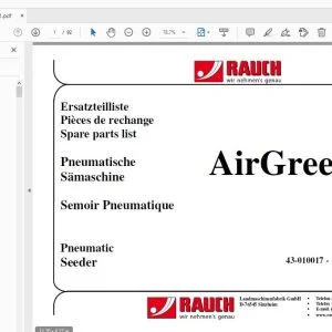 Rauch Airgreen 6.1 Pneumatic Seeder Parts Manual - PDF DOWNLOAD