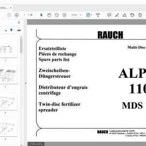 Rauch Alpha 1101 MDS 1121 Twin-disc fertilizer spreader Parts Manual - PDF DOWNLOAD