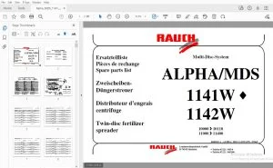 Rauch Alpha MDS 1141W 1142W Twin-disc fertilizer spreader Parts Manual - PDF DOWNLOAD