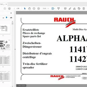 Rauch Alpha MDS 1141W 1142W Twin-disc fertilizer spreader Parts Manual - PDF DOWNLOAD