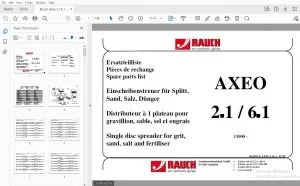 Rauch Axeo 2.1/6.1 Single disc spreader for grit, sand, salt & fertiliser Parts Manual - PDF DOWNLOAD