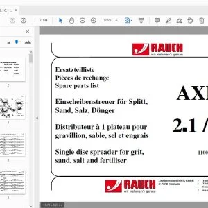 Rauch Axeo 2.1/6.1 Single disc spreader for grit, sand, salt & fertiliser Parts Manual - PDF DOWNLOAD