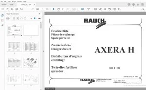 Rauch Axera H Fertilizer Spreader Spare Parts Manual PDF Download