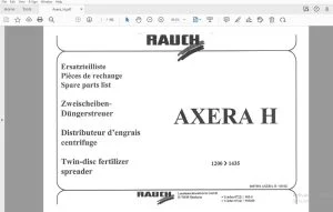 Rauch Axera H Twin-disc fertilizer spreader Parts Manual - PDF DOWNLOAD