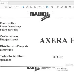 Rauch Axera H Twin-disc fertilizer spreader Parts Manual - PDF DOWNLOAD
