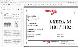 Rauch Axera M 1101/1102 Twin-disc fertilizer spreader Parts Manual - PDF DOWNLOAD