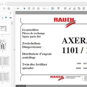 Rauch Axera M 1101/1102 Twin-disc fertilizer spreader Parts Manual - PDF DOWNLOAD